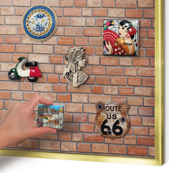 Magnetic board for magnets in a gold frame Brick wall