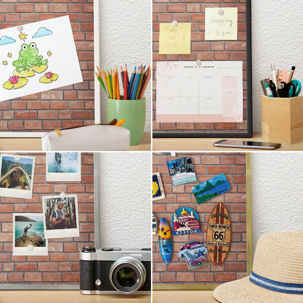 Magnetic board for magnets in a gold frame Brick wall