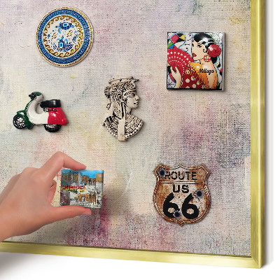 Metal magnet board with a gold frame Pastel abstraction