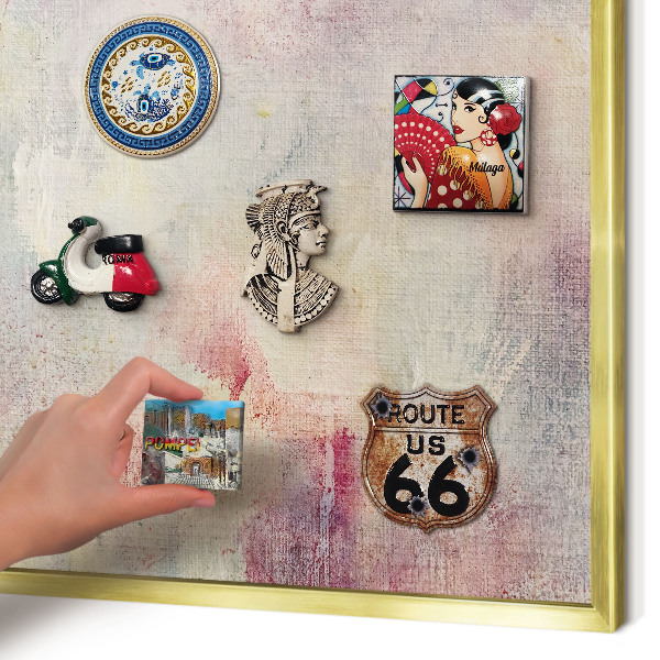 Metal magnet board with a gold frame Pastel abstraction