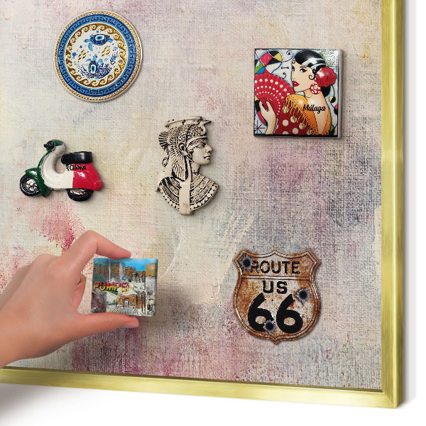 Metal magnet board with a gold frame Pastel abstraction