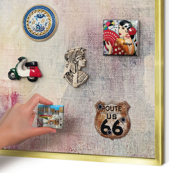 Metal magnet board with a gold frame Pastel abstraction