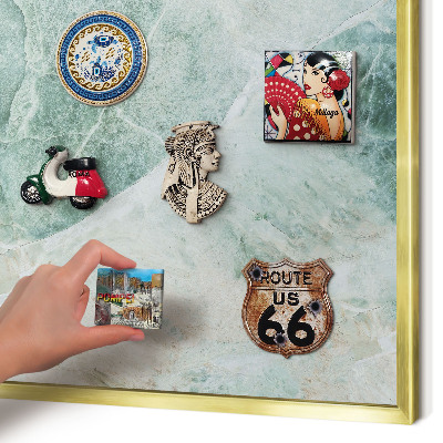 Magnetic board for magnets in a gold frame Green textures