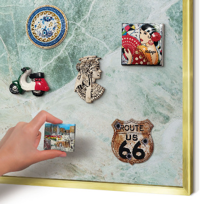 Magnetic board for magnets in a gold frame Green textures