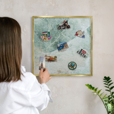 Magnetic board for magnets in a gold frame Green textures