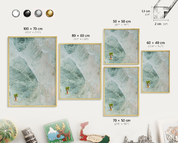 Magnetic board for magnets in a gold frame Green textures