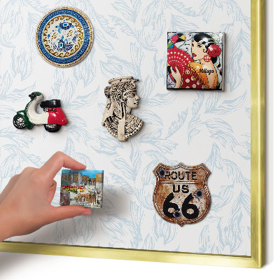 Metal magnet board with a gold frame Light theme