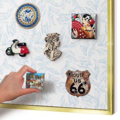 Metal magnet board with a gold frame Light theme