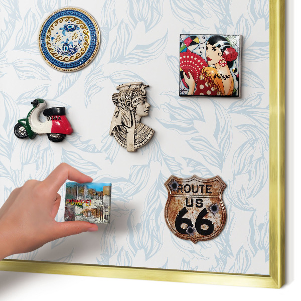Metal magnet board with a gold frame Light theme