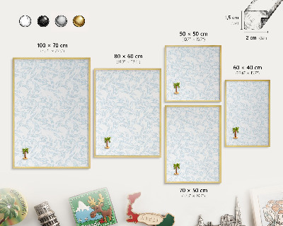 Metal magnet board with a gold frame Light theme