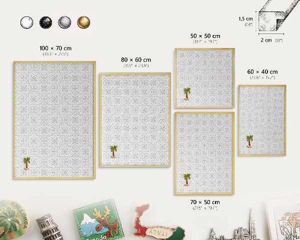 Magnetic board for magnets in a gold frame Geometric symmetry