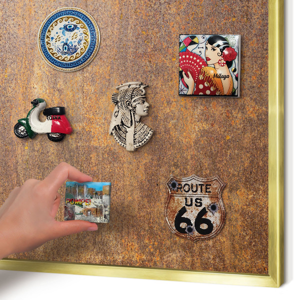 Magnetic board for magnets in a gold frame Rusty elegance