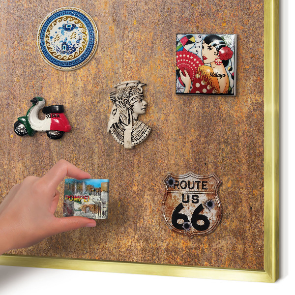 Magnetic board for magnets in a gold frame Rusty elegance
