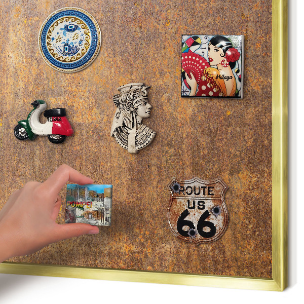 Magnetic board for magnets in a gold frame Rusty elegance