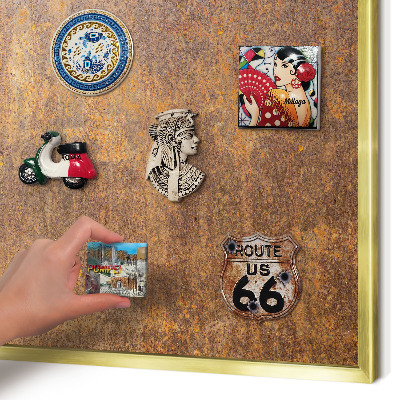 Magnetic board for magnets in a gold frame Rusty elegance