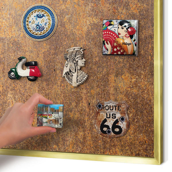 Magnetic board for magnets in a gold frame Rusty elegance