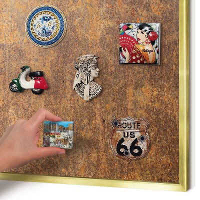 Magnetic board for magnets in a gold frame Rusty elegance