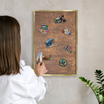 Magnetic board for magnets in a gold frame Rusty elegance