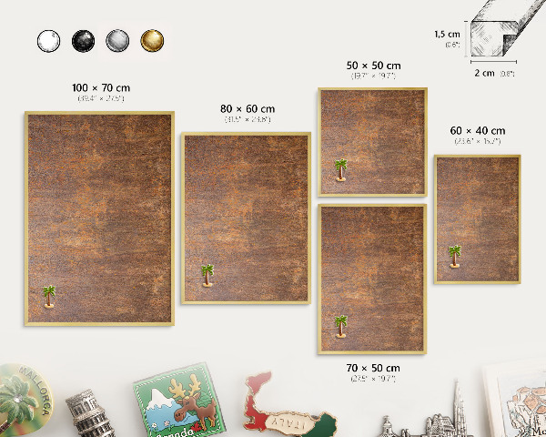 Magnetic board for magnets in a gold frame Rusty elegance