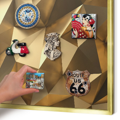 Metal magnet board with a gold frame Warm geometry