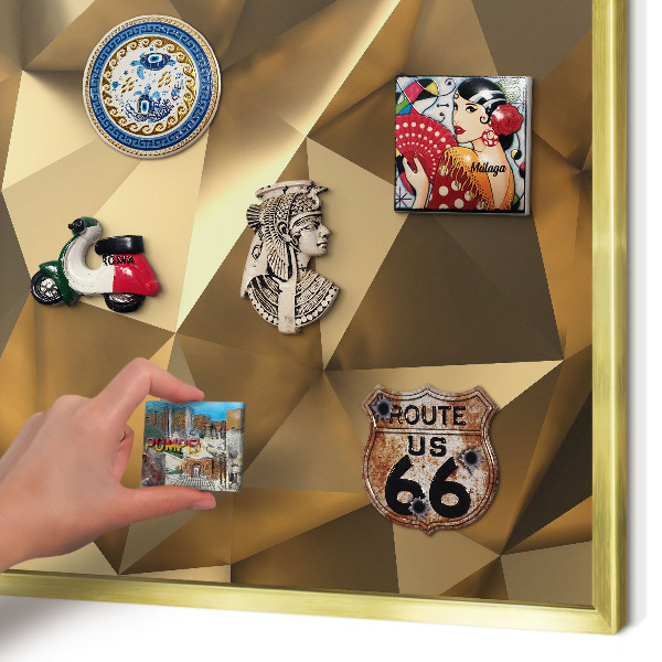 Metal magnet board with a gold frame Warm geometry