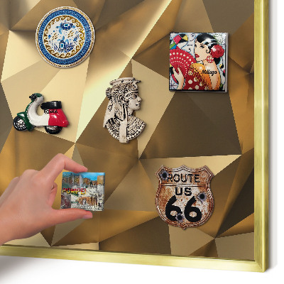 Metal magnet board with a gold frame Warm geometry