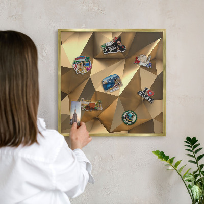 Metal magnet board with a gold frame Warm geometry