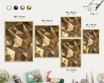 Metal magnet board with a gold frame Warm geometry