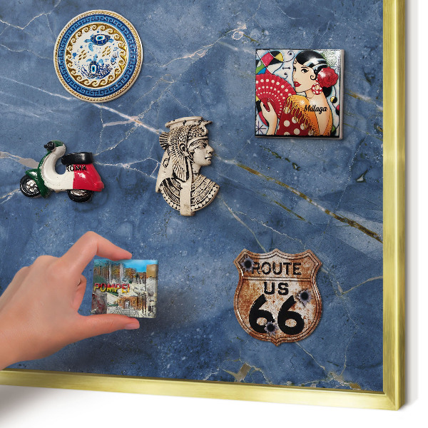 Magnetic board for magnets in a gold frame Marble elegance