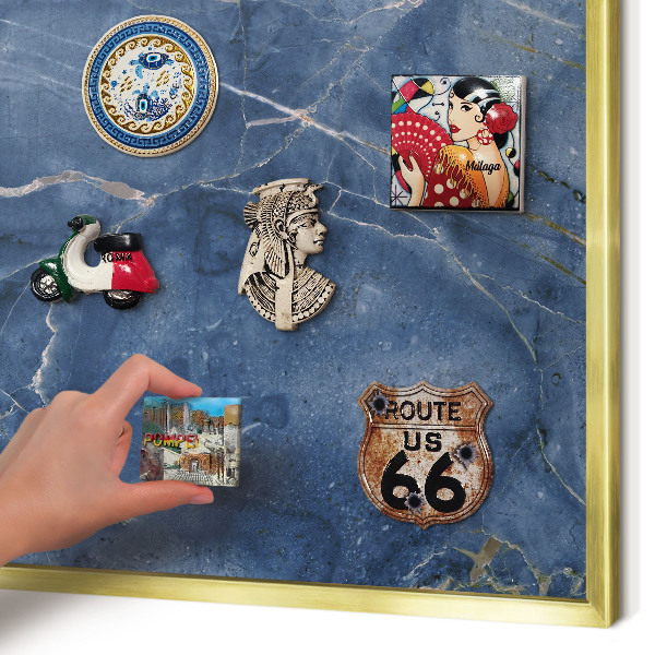 Magnetic board for magnets in a gold frame Marble elegance