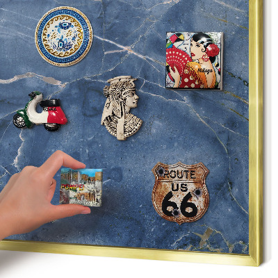 Magnetic board for magnets in a gold frame Marble elegance