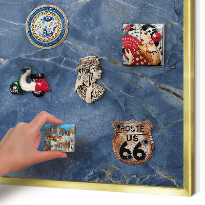 Magnetic board for magnets in a gold frame Marble elegance