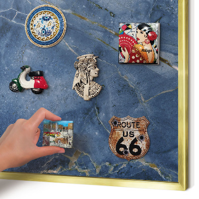 Magnetic board for magnets in a gold frame Marble elegance