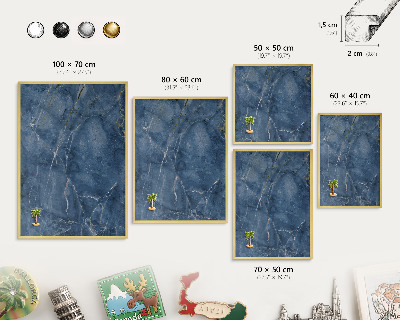 Magnetic board for magnets in a gold frame Marble elegance