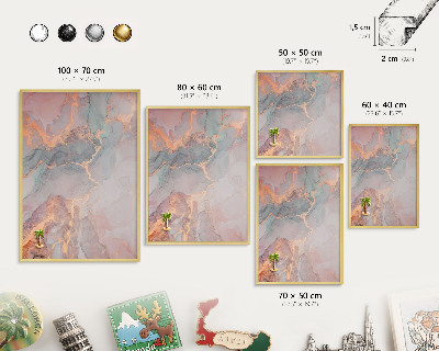 Metal magnet board with a gold frame Colorful abstraction