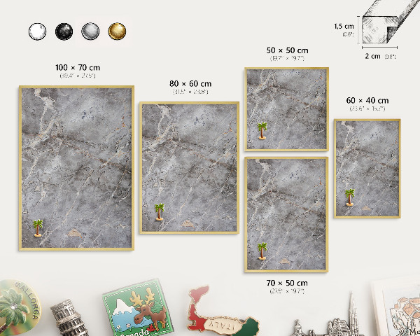 Magnetic board for magnets in a gold frame Patterned marble