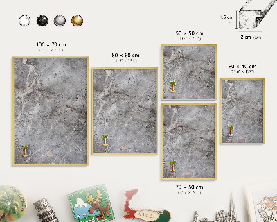 Magnetic board for magnets in a gold frame Patterned marble
