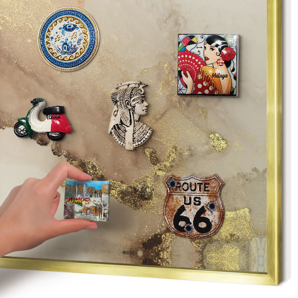 Metal magnet board with a gold frame Elegant shine