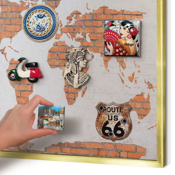 Magnetic board for magnets in a gold frame Brick map