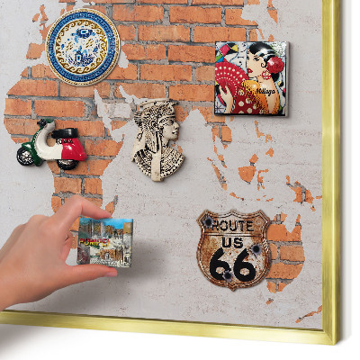 Magnetic board for magnets in a gold frame Brick map