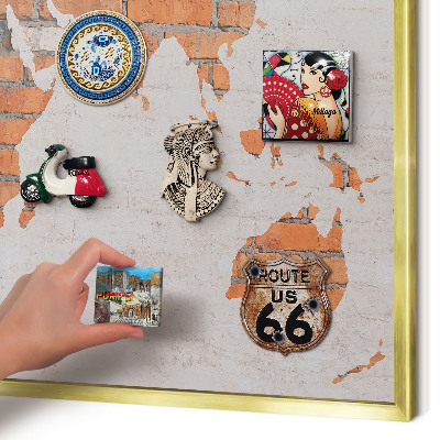 Magnetic board for magnets in a gold frame Brick map