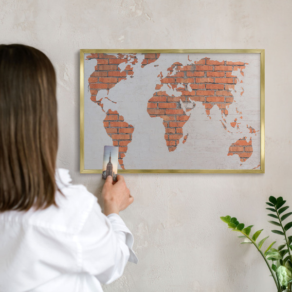 Magnetic board for magnets in a gold frame Brick map
