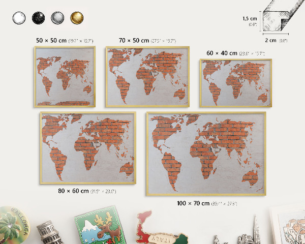 Magnetic board for magnets in a gold frame Brick map