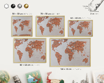 Magnetic board for magnets in a gold frame Brick map