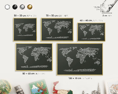 Magnetic board for magnets in a gold frame Text map