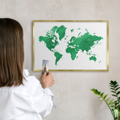 Magnetic board for magnets in a gold frame Green map