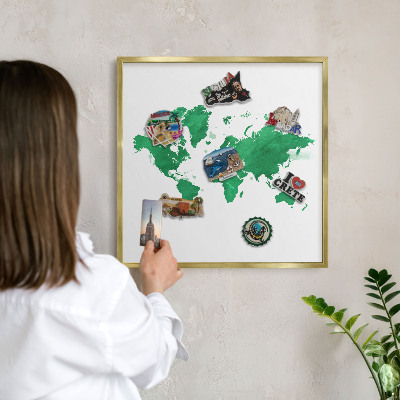 Magnetic board for magnets in a gold frame Green map
