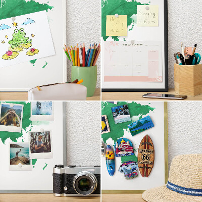 Magnetic board for magnets in a gold frame Green map