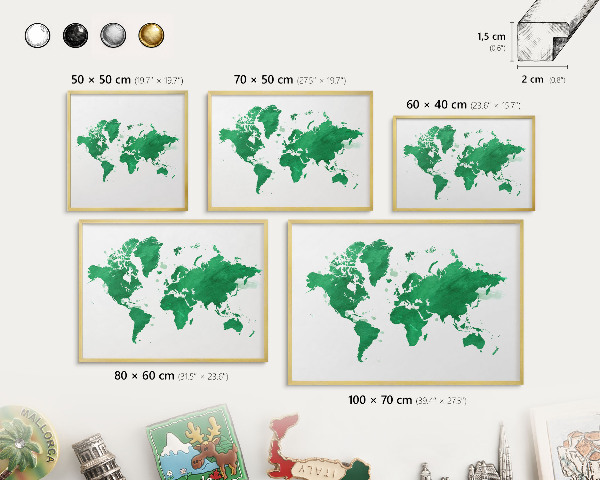 Magnetic board for magnets in a gold frame Green map