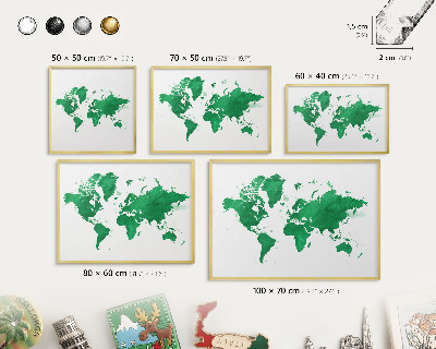 Magnetic board for magnets in a gold frame Green map